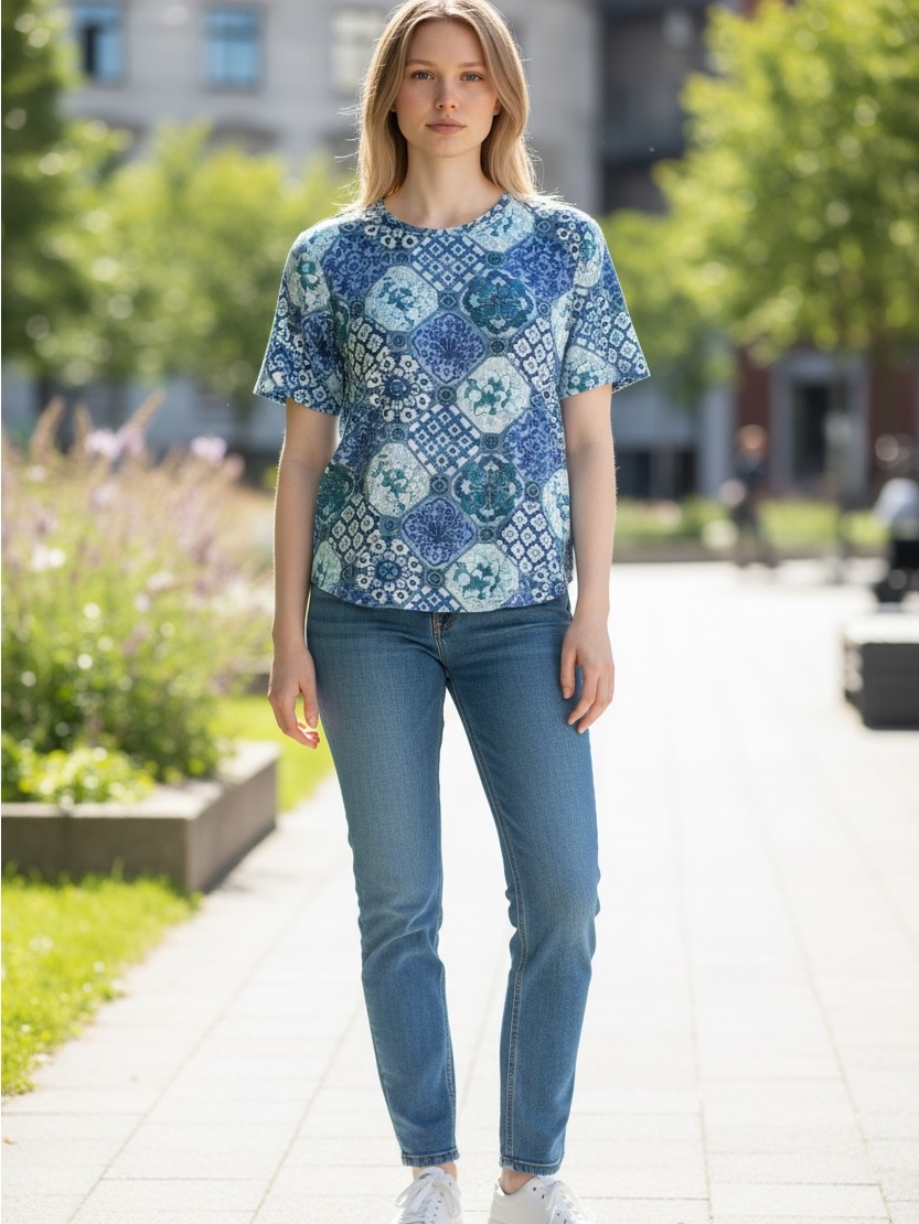 Tommy Bahama Blue & Teal Mosaic Short Sleeve Tee